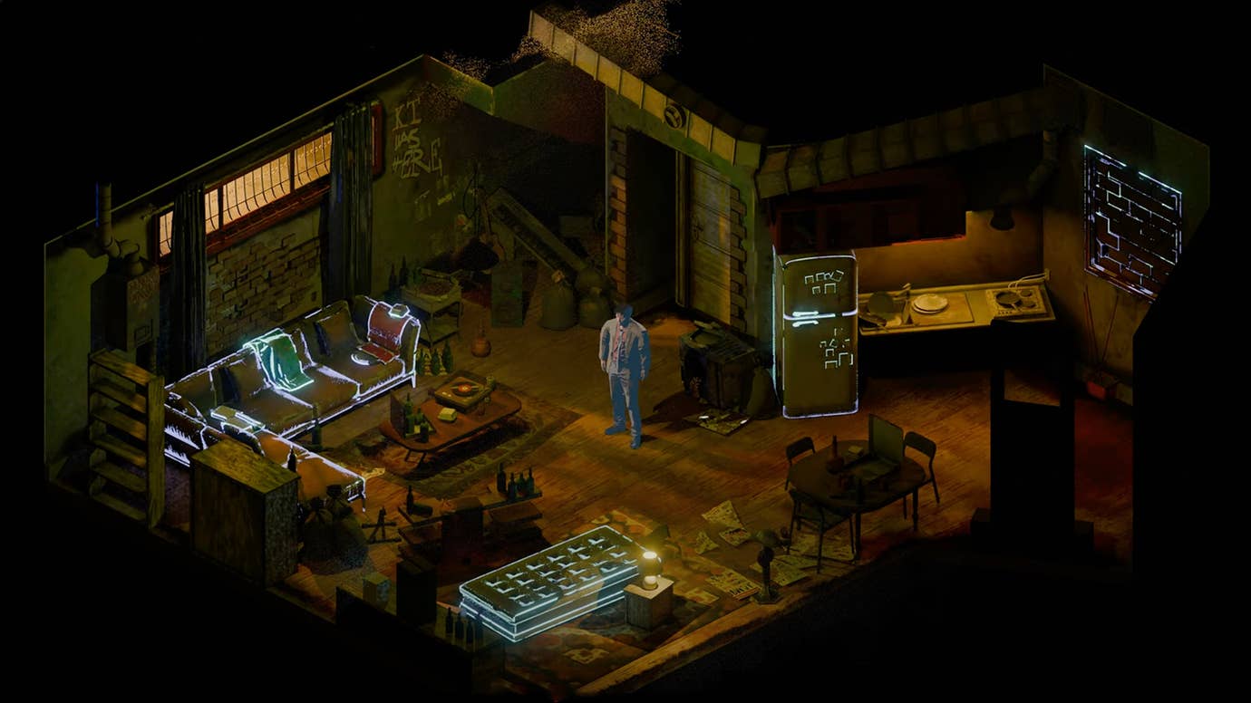A gloomy apartment with some people in the Istanbul-set RPG Pera Coda